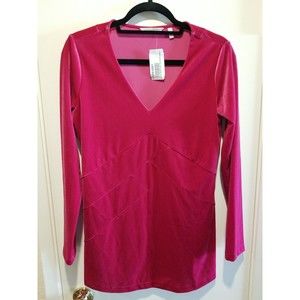 NWT Soft Surrounding XS Hot Pink Velvet Velour V Neck Top Shirt Tunic Retail $89